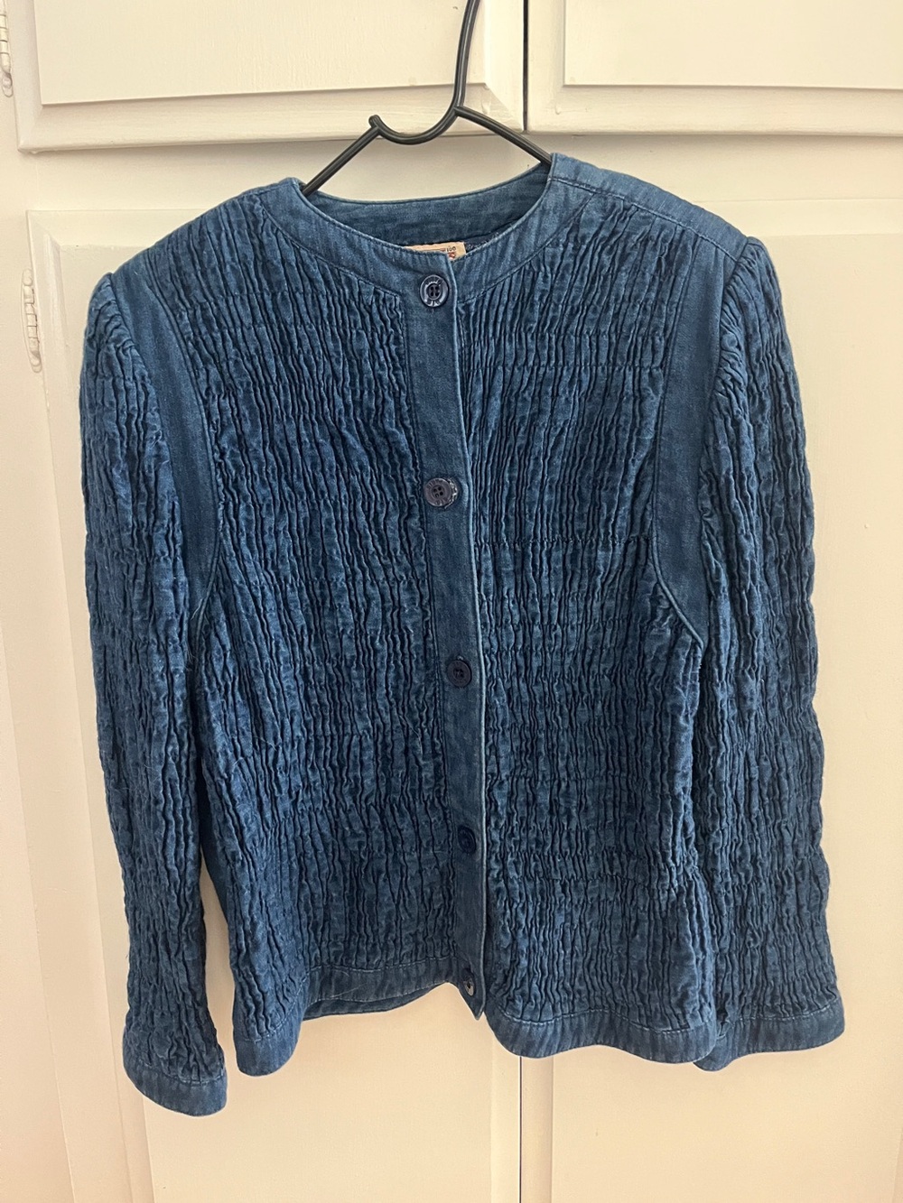 BIS Gene Ewing Crinkled Denim Button Up Jacket Vintage 90’s